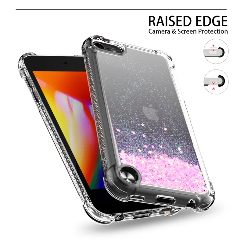 Мягкий чехол Yokata для ipod Touch 6, зыбучий песок, блестящий чехол в форме сердца для ipod Touch 6, прозрачный чехол