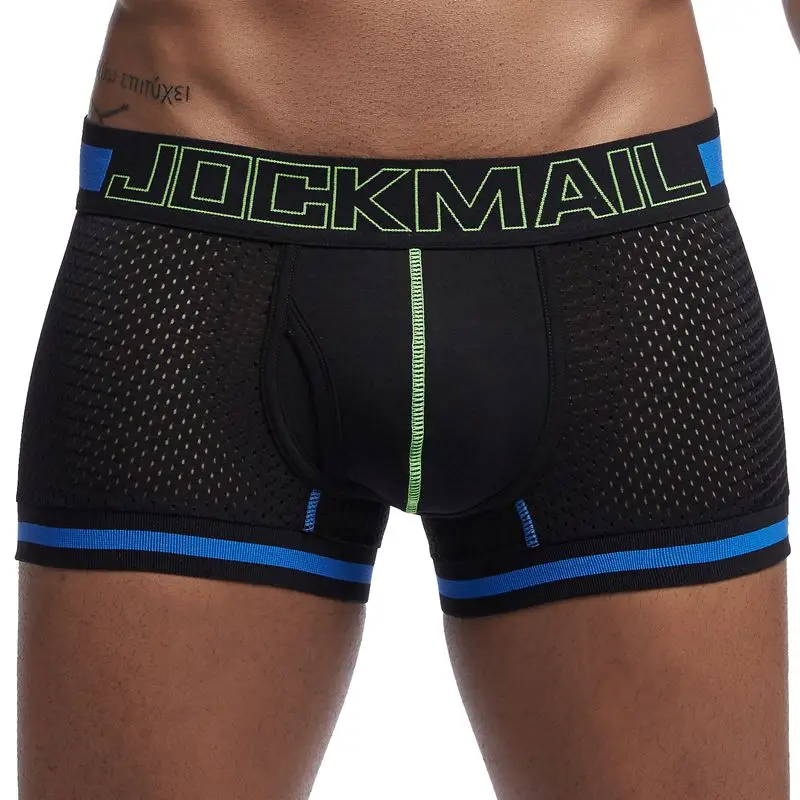 Зеленый JOCKMAIL, боксеры, эластичная сетка, нижнее белье, мужские боксеры, Homme Cueca, боксеры, шорты, сексуальные мужские боксеры с мешочком, мужские трусы для геев - Цвет: Зеленый