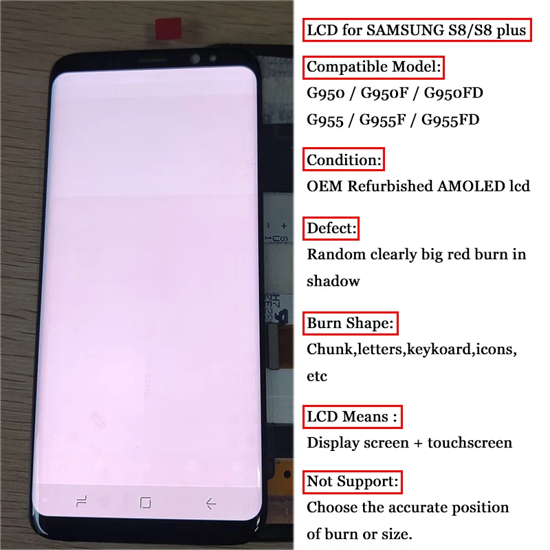 ЖК-экран 5," Большой Burn-Shadow S8, рамка для SAMSUNG Galaxy S8 G950F, дисплей 6,2" S8 Plus G955 G955F, дигитайзер сенсорного экрана