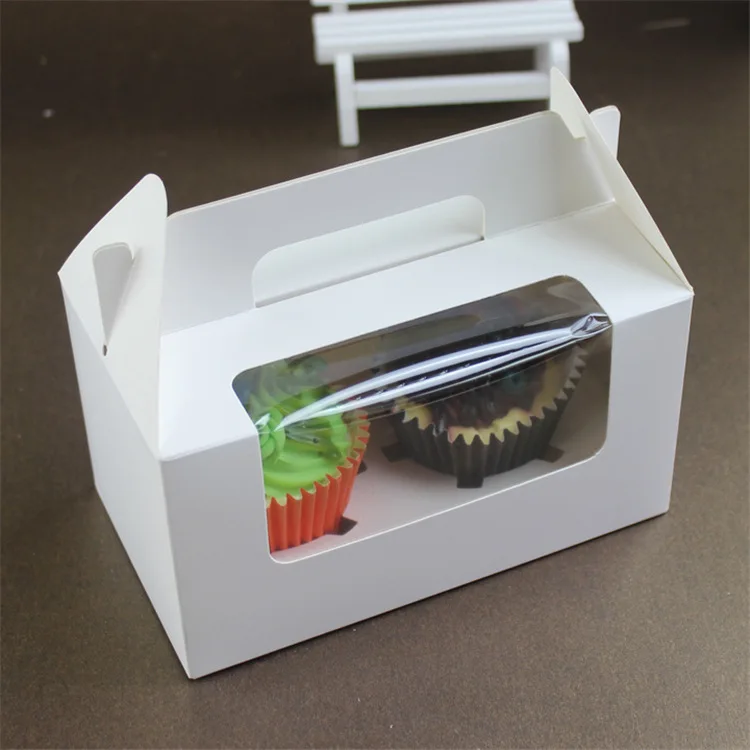 

200pcs White Paperboard Party Cupcake Boxes Cake Packing Boxes with Window Portable Muffin Box Free Shipping wen5884
