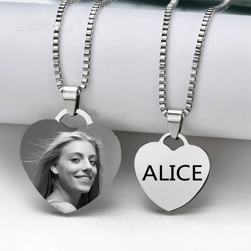 Iutopian индивидуальное ожерелье с кулоном в виде сердца гравировка фото название