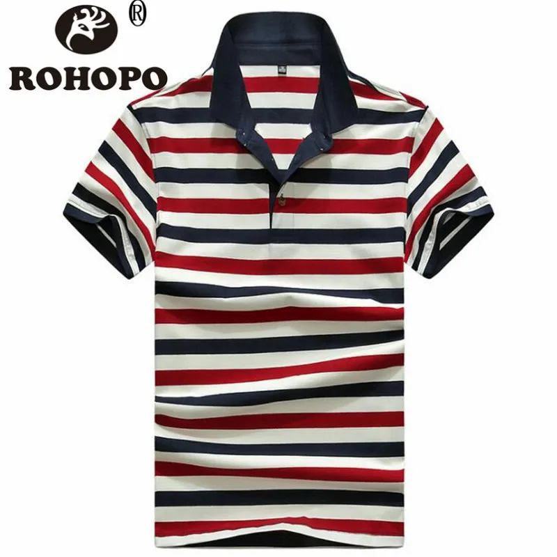 Полосатая рубашка поло с коротким рукавом лето 2019 100% хлопок отложной воротник
