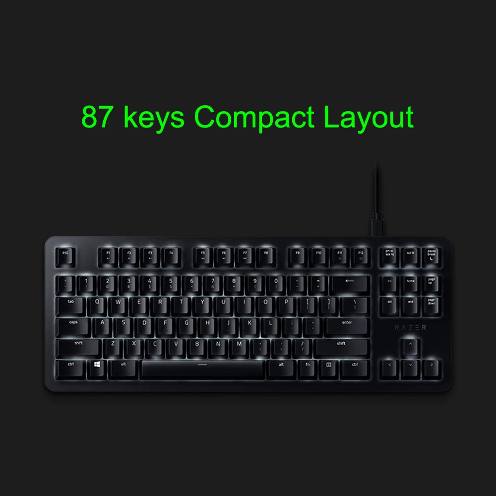 Razer BlackWidow клавиатура с подсветкой 87 клавиш механические переключатели Проводная клавиатура бесшумные тактильные оранжевые переключатели для ПК