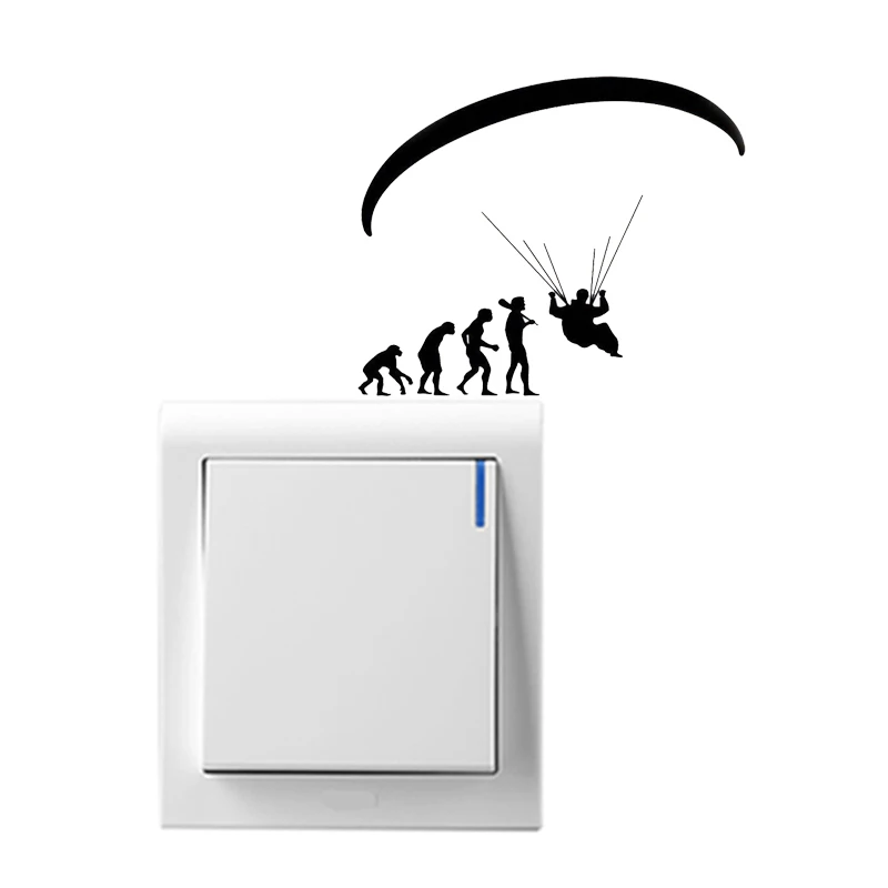 Мода человека Эволюция парапланеризма виниловый стикер для переключателя