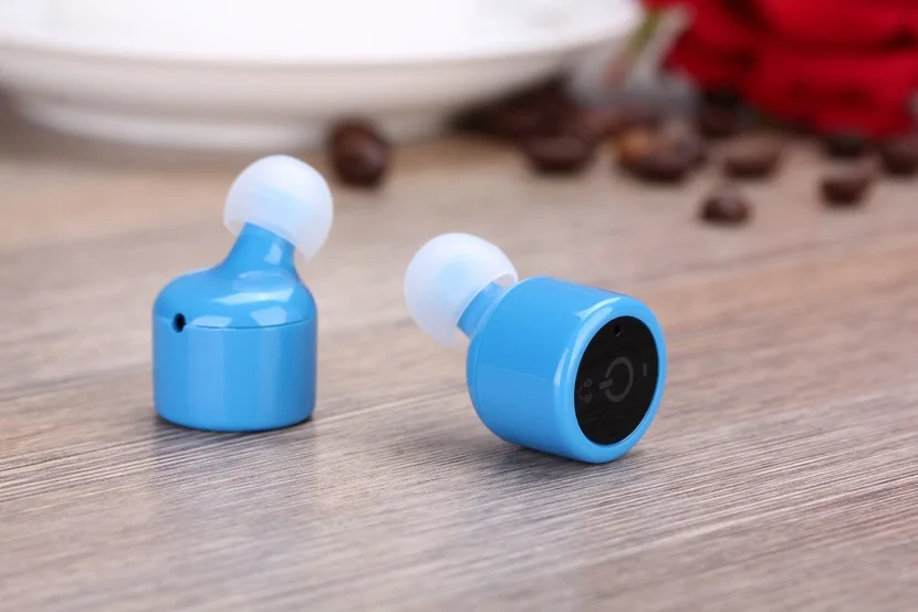 blue X1T мини-гарнитура bluetooth беспроводные наушники близнецов MP3 вкладыши с mic небольшой Удобный Stealth 4 вида цветов 25 шт./лот - Цвет: blue