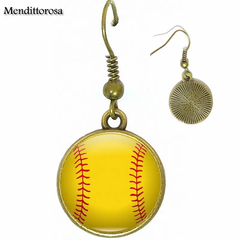 Винтажные Ювелирные изделия с покрытием Softball стеклянный кабошон