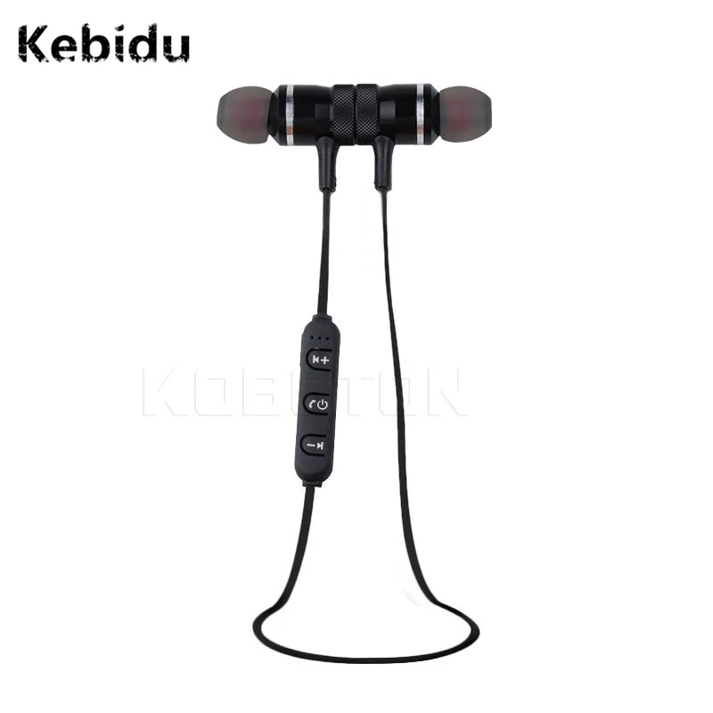 Kebidu Модные Bluetooth металлические спортивные наушники для бега с защитой от пота