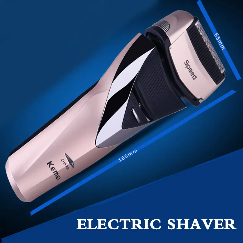 Kemei электрическая бритва аккумуляторная shaveing для человека бритвы мытья тела twin