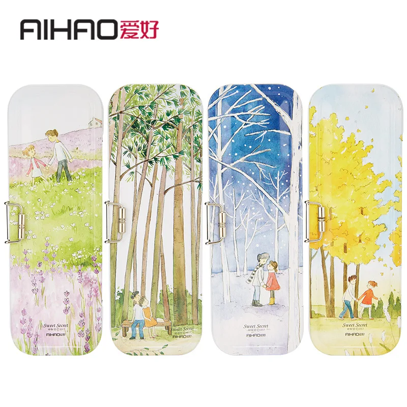 Студенческий чехол для карандашей из металлического материала двухслойная