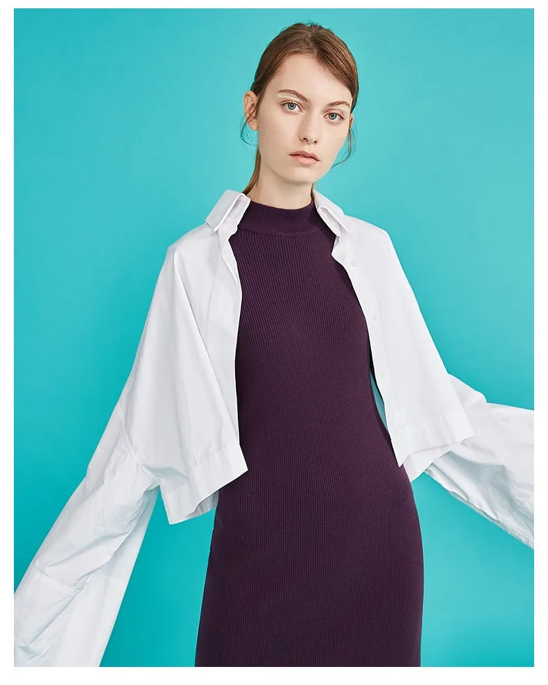 Toyouth Новая осень Для женщин Knitded платья Base эластичные тонкие длинное платье Облегающее Vestidos водолазка халат белый Вечерние Платье