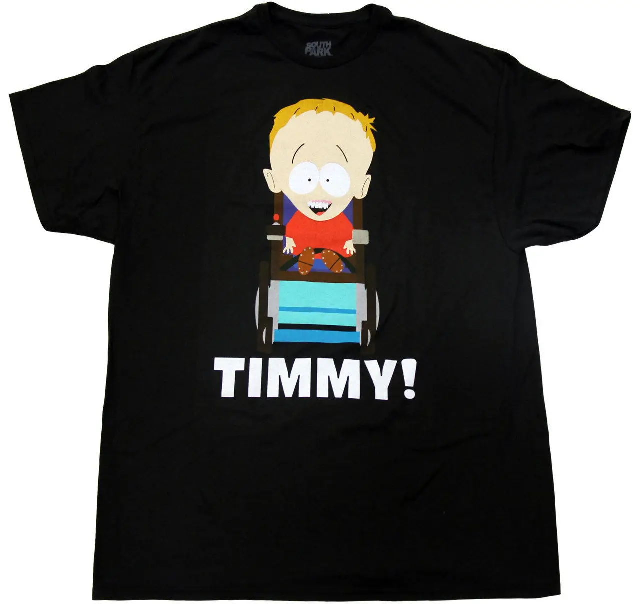 Взрослых Черный мультфильм комедии ТВ Show South Park Timmy на коляске футболка | Мужская