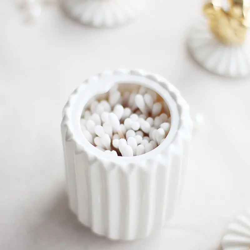 Ceramics Cotton Swab Storage Tank Makeup Organizer Kitchen Seal Cover Food Candy Jar Household Goods Decoration Ornaments | Дом и сад