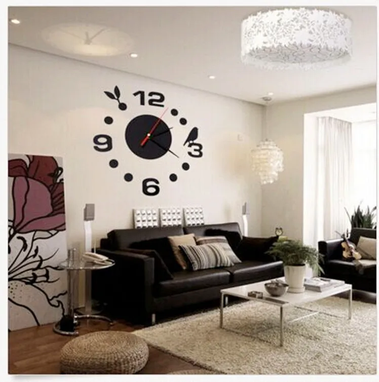 Простые цифровые настенные часы современные с 3D зеркалом съемные акриловые