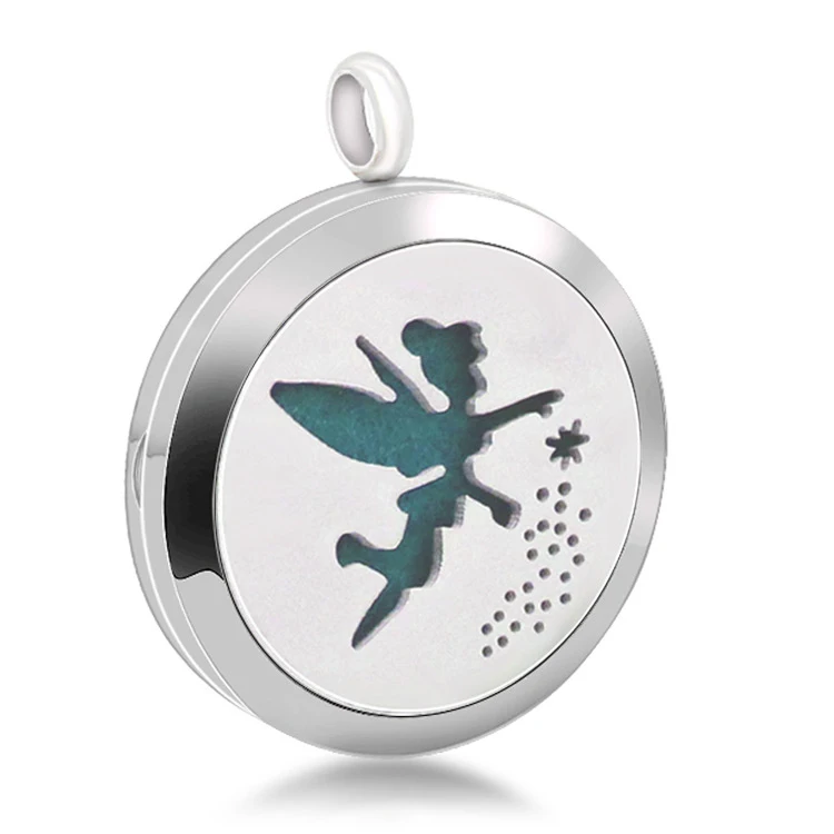 5pcs Aromatherapy Essential Oil Locket Stainless Steel Necklace Jewelry Charm Angel Perfume Diffuser Pendant |