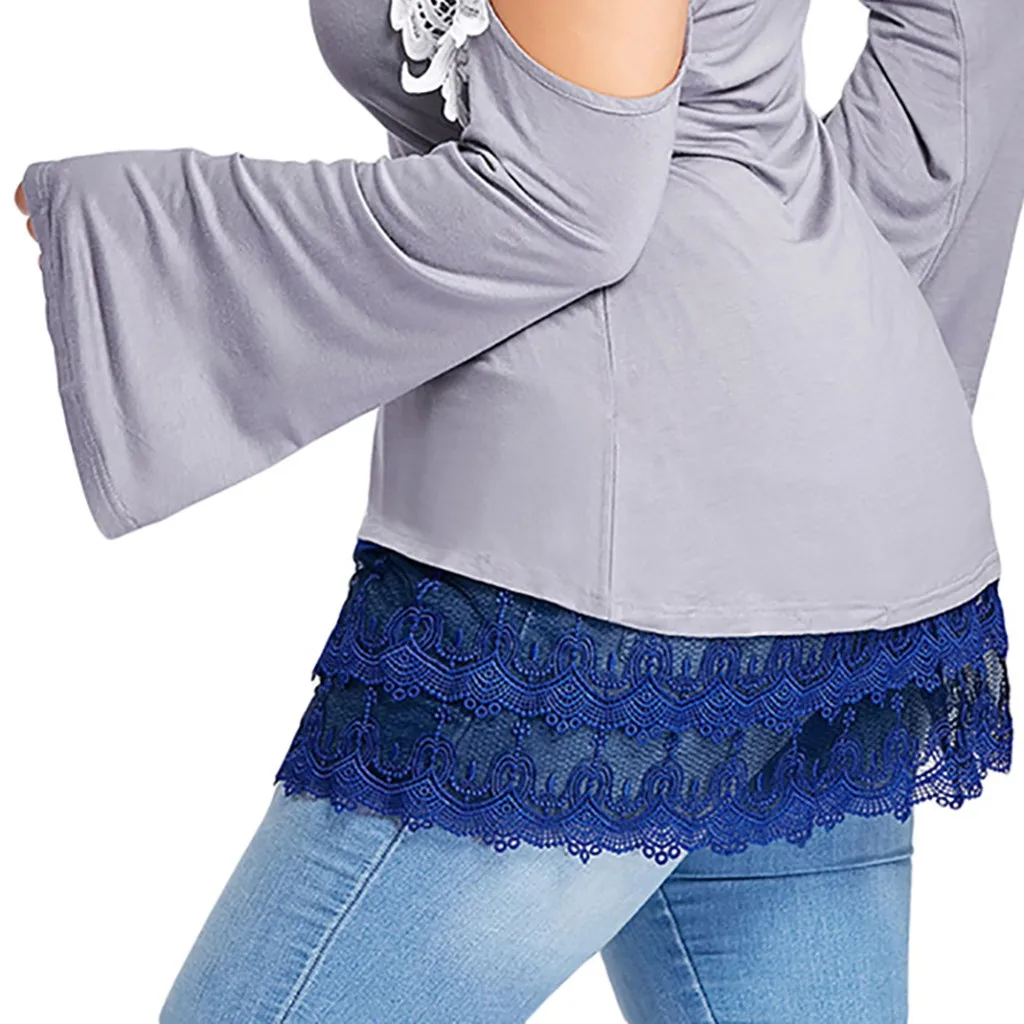 Женская одежда 2019 многослойная Прозрачная кружевная отделка расширитель