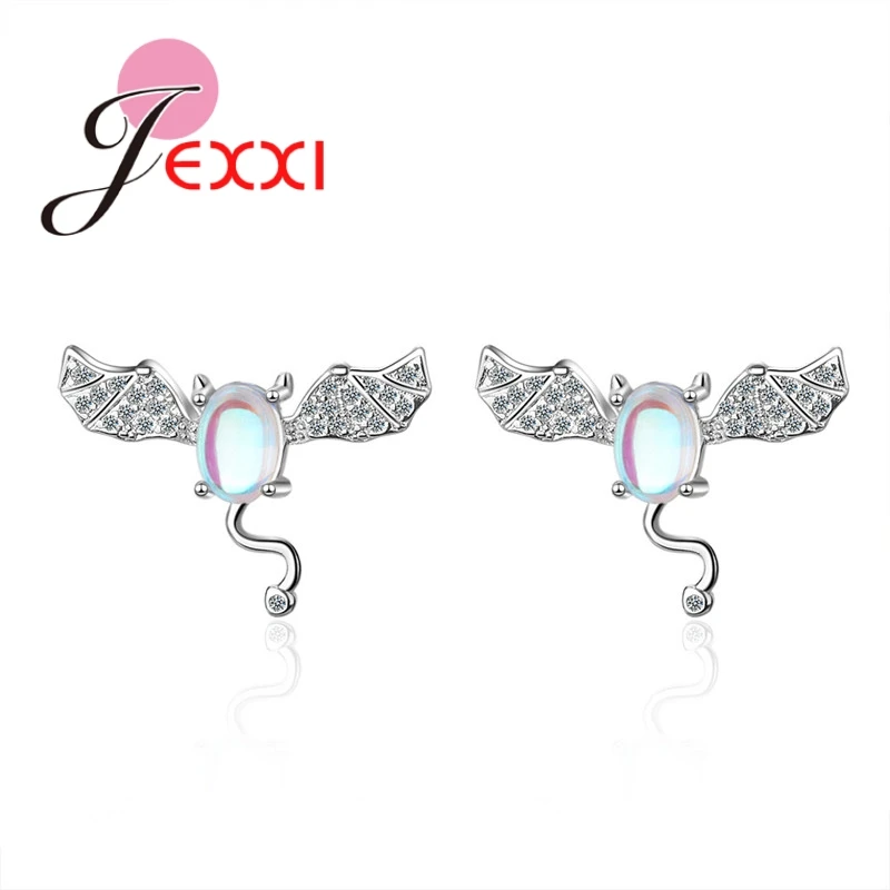 

Top Quality 925 Sterling Silver Bat Earrings Charm Animal Fashion Colored Glaze Earrings Fantasy Jewelry Girl Accessories
