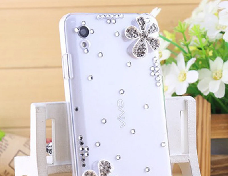 2016 Crystal rhinestones Silver Flower Blue dragonfly Cover diamond case For Huawei P8 LITE |