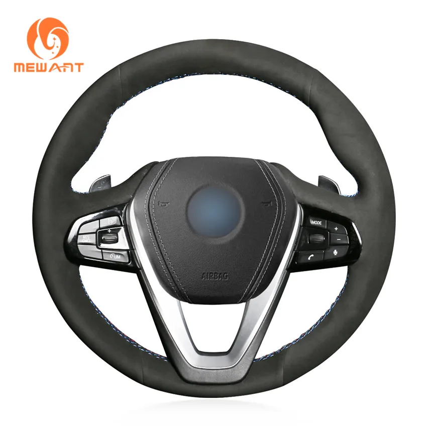 MEWANT ручной работы черная замша чехол рулевого колеса автомобиля для BMW G30 530i 540i 520d