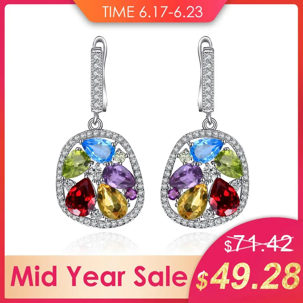 Jewelrypalace Роскошные 5.3ct Подлинная Аметист гранат перидот Голубой топаз падения