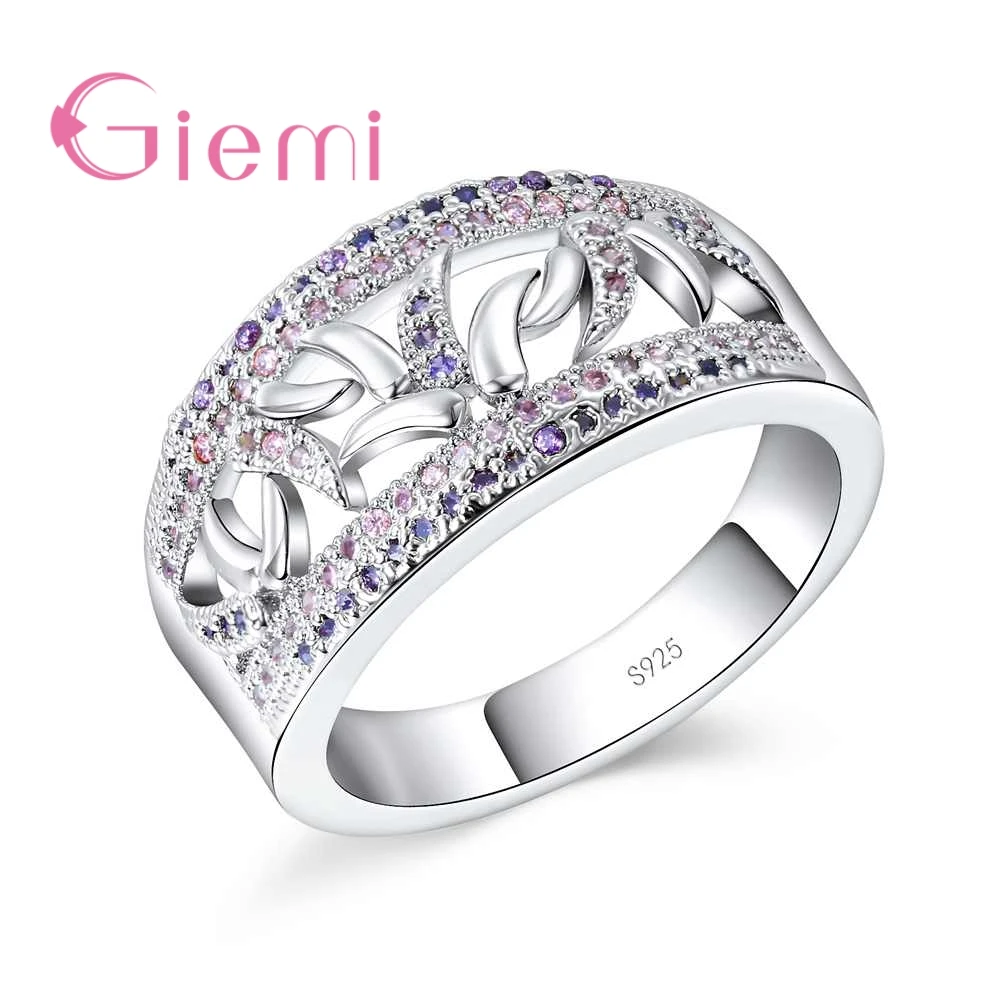 

Hot Fashion Korean Jewelry Simple 925 Sterling Silver Ring Flower Beautiful CZ Stone Romantic Bague Anel Ring For Wedding