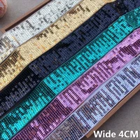 4cm wide luxury glitter sequins lace applique beaded trim embroidery ribbon bust dress guipure lace collar diy sewing ornament