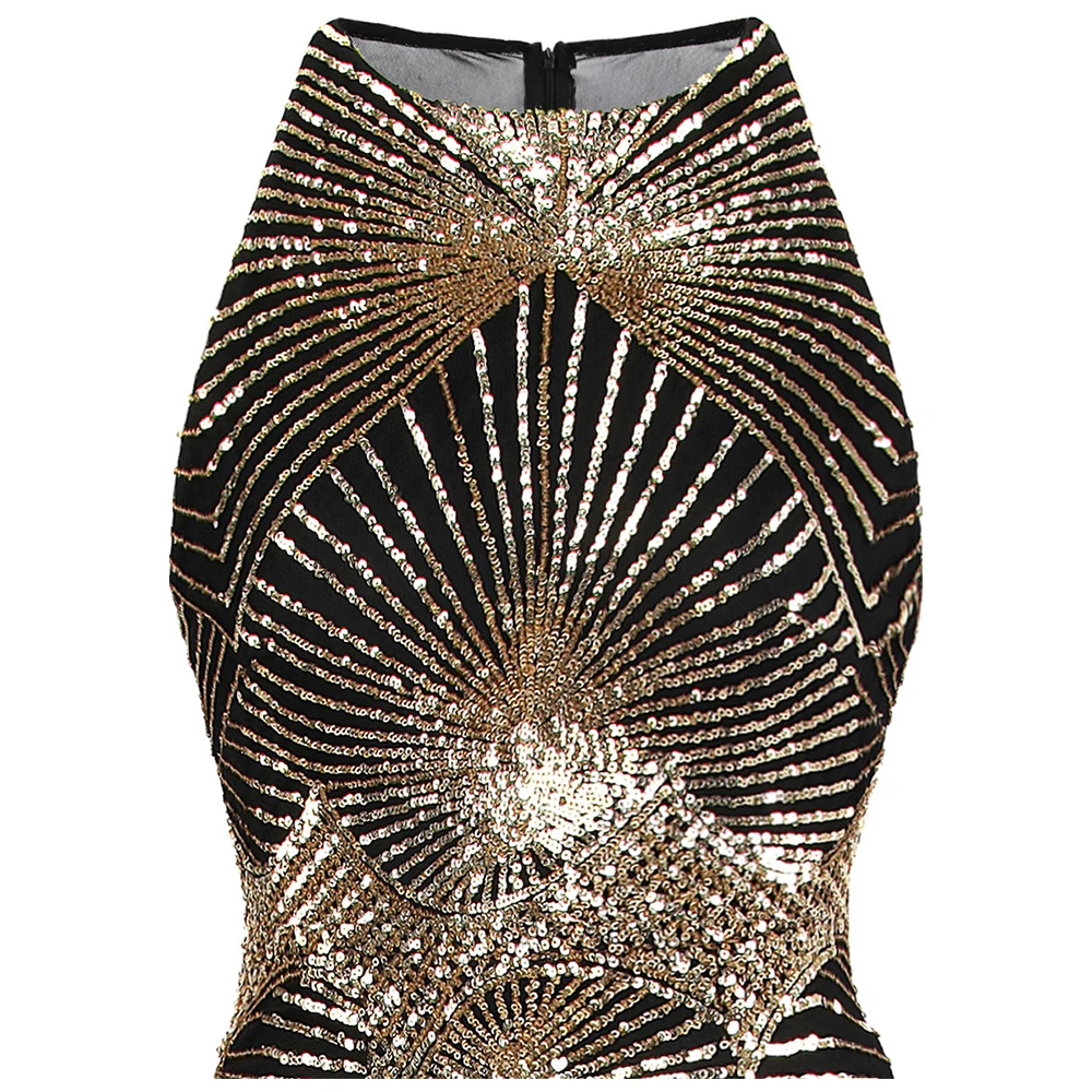 Женское платье макси Angel fashions блестящее с золотыми блестками и цветочным принтом
