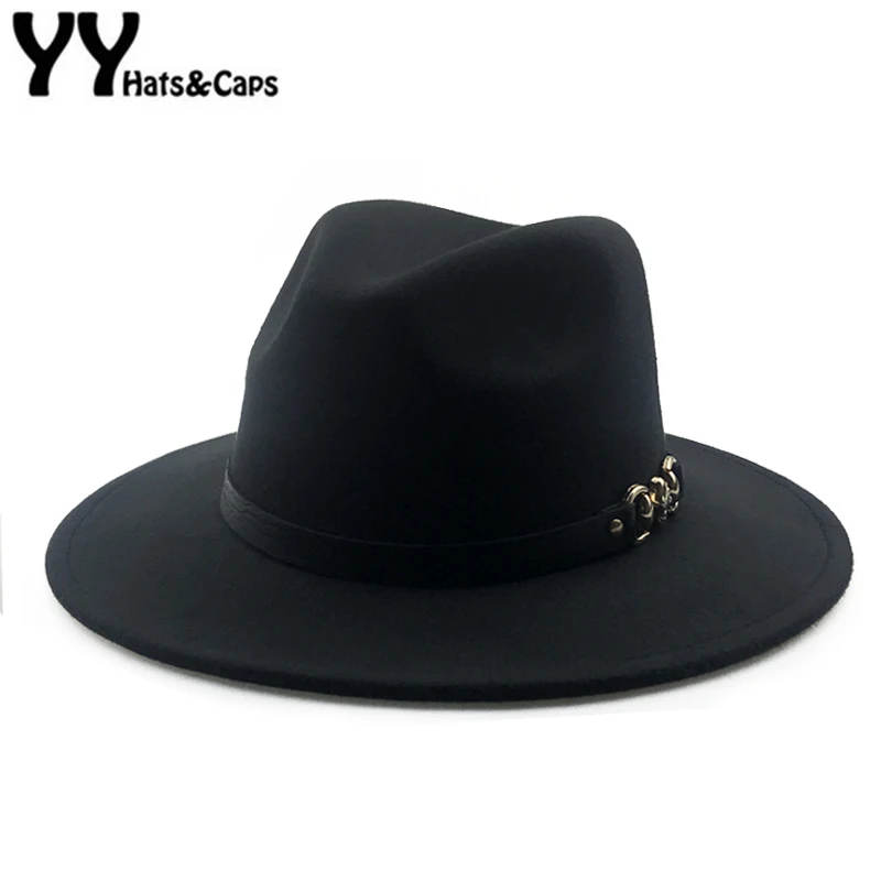 Мужская винтажная шляпа трилби YY теплая фетровая с широкими полями и