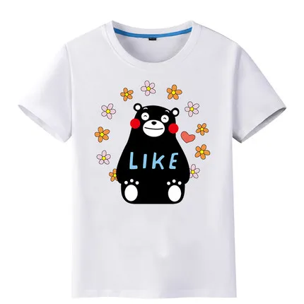 Kawaii Kumamon принт Для женщин топ милые с короткими рукавами футболка круглым вырезом