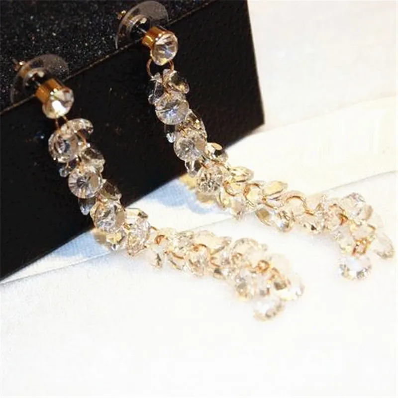 Простые роскошные длинные серьги с кисточками и кристаллами для женщин модные