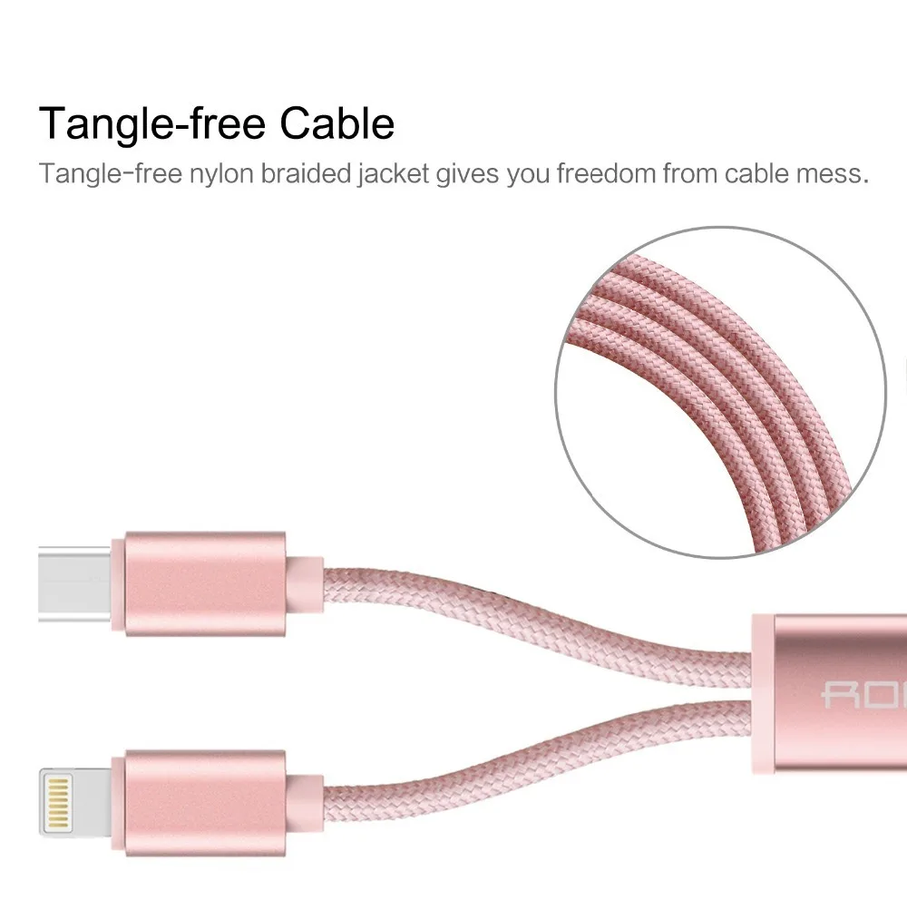 Rock 2 в 1 Usb type C зарядный кабель для Iphone samsung Xiaomi зарядное устройство Шнур USB-C кабель быстрой зарядки для Lightning type-c устройства