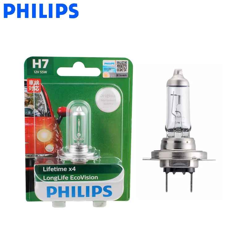 Автомобильная галогенная лампа Philips H7 12 В 55 Вт долговечная экологичное видение 1500