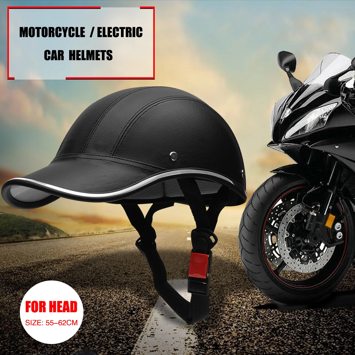 

Motorcycle Half Helmet Baseball Cap StyleHalf Face Electric Scooter Anti-UV Safety Hard Hat