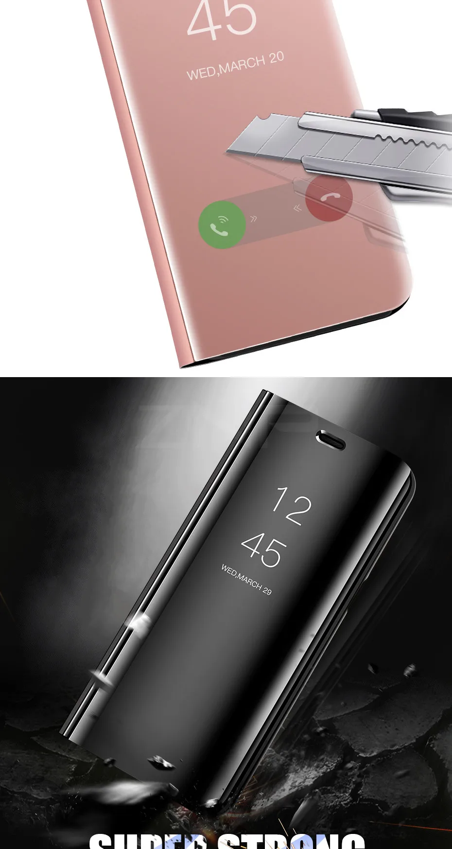 Умный зеркальный флип-чехол для телефона для samsung Galaxy M20 M10 S10E S8 S9 S10 плюс S7 край J4 J6 A6 A8 плюс A9 A30 A50 A10 A70 A40