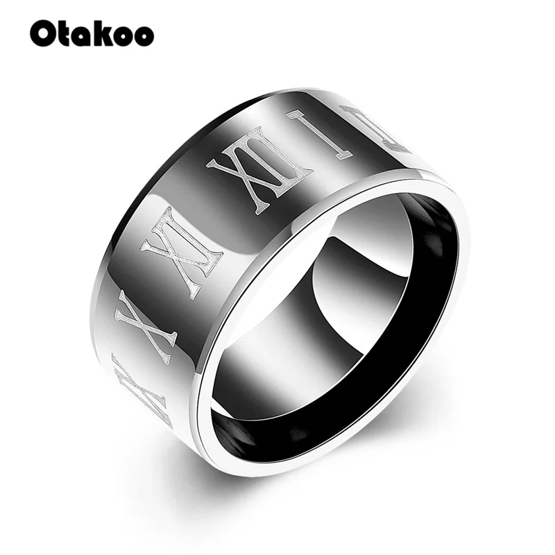 Otakoo модное черное кольцо с римскими цифрами мужское крутое свадебное ювелирное