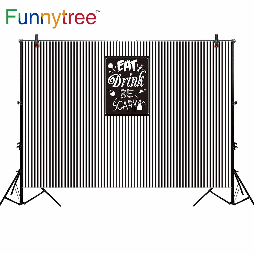Фоны Funnytree для фотостудии черно белые полосы Хэллоуин вечерние ринка