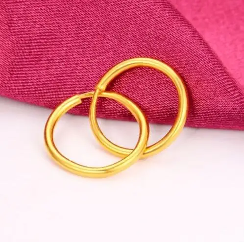 Женские серьги кольца 999 24 K желтое золото с желтым желанием 1 4 г|circle hoop earrings|hoop