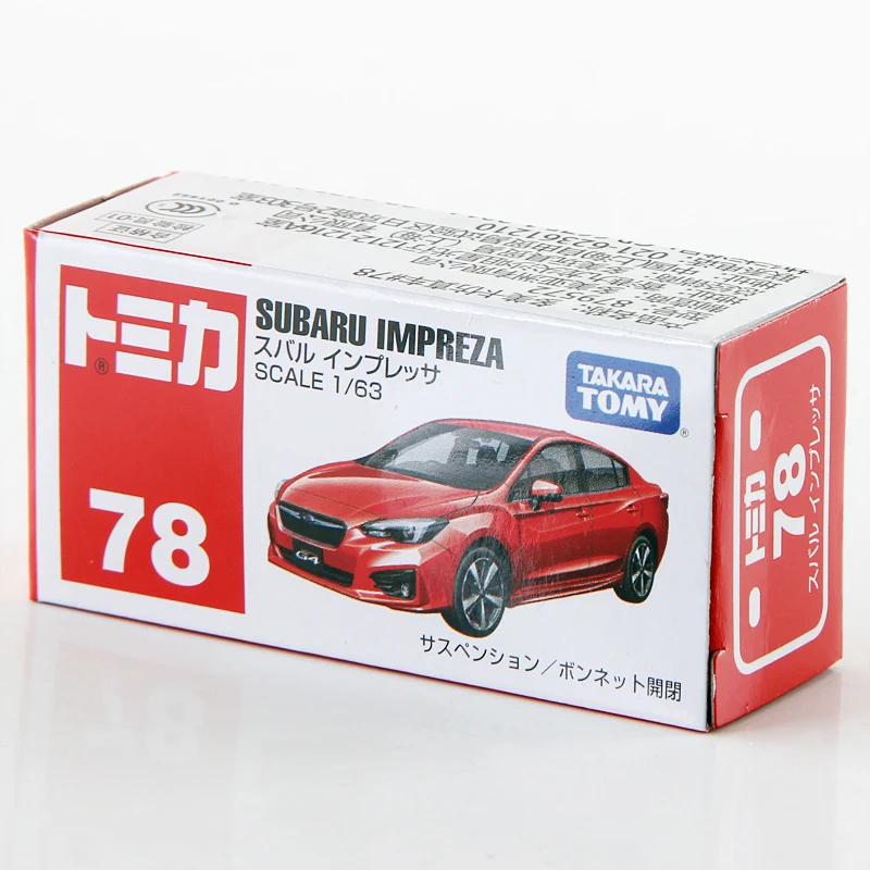 Takara Tomy Tomica 1/63 Subaru Impreza красный металл литья под давлением Модель автомобиль