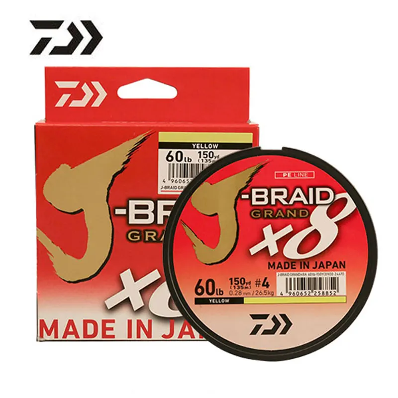 Origina Daiwa, 8 нитей, залитая круглая плетеная леска, J-BRAID Grand X8, 135 м/150 м, мультифиламентная леска для ловли карпа, PE