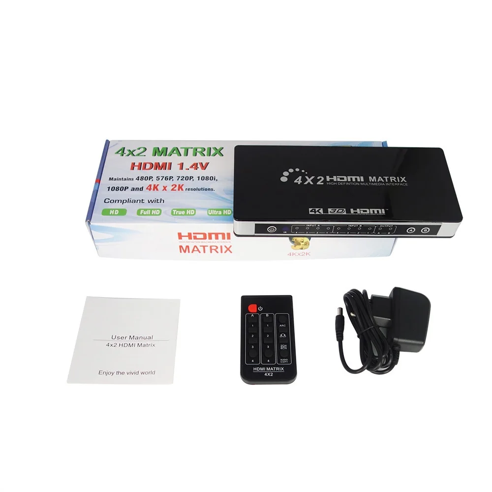 Пульт дистанционного управления + Toslink SPDIF аудио с HDMI матрицей Full HD 4 к 2 3D 1080 P