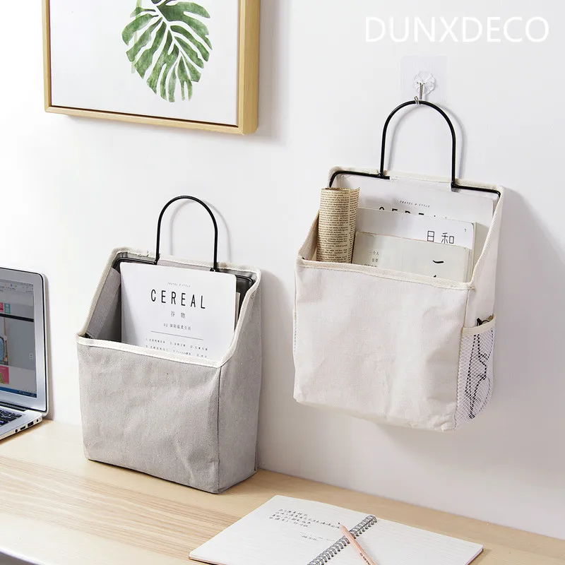 Подвесная карманная полка DUNXDECO для дома и офиса настенная железная корзина