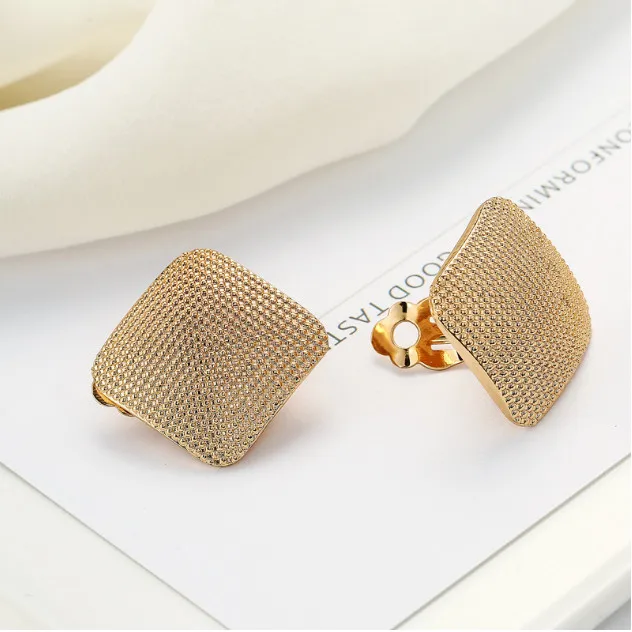 

COWNINE Lovely girl square ear clip unique design wedding earrings fashion accessories handmade combination