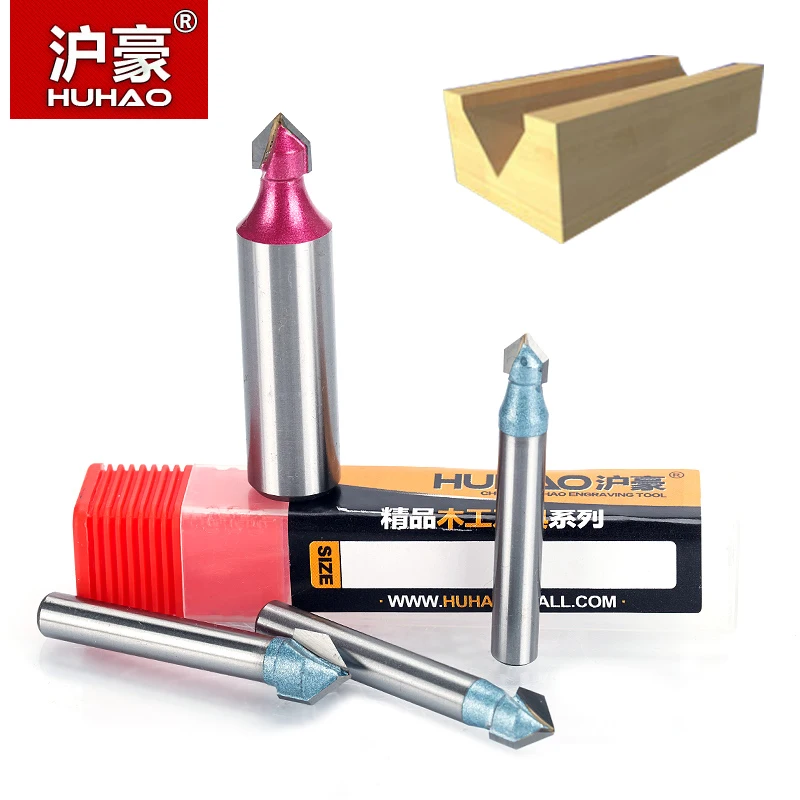 HUHAO 1 шт. 1/2 "1/4" хвостовик Фрезерные фрезы для дерева 90 градусов V типа долота