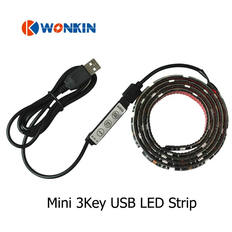USB светодиодный ТВ 5050 RGB Гибкие светодиодные полосы фон украшения 1M 5V ленты