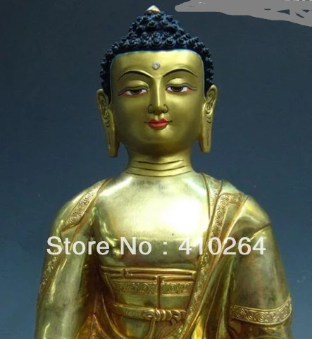 Китай Буддизм 100% Чистая Медь Бронзовый 24 К Золото Позолотить Шакьямуни Статуя