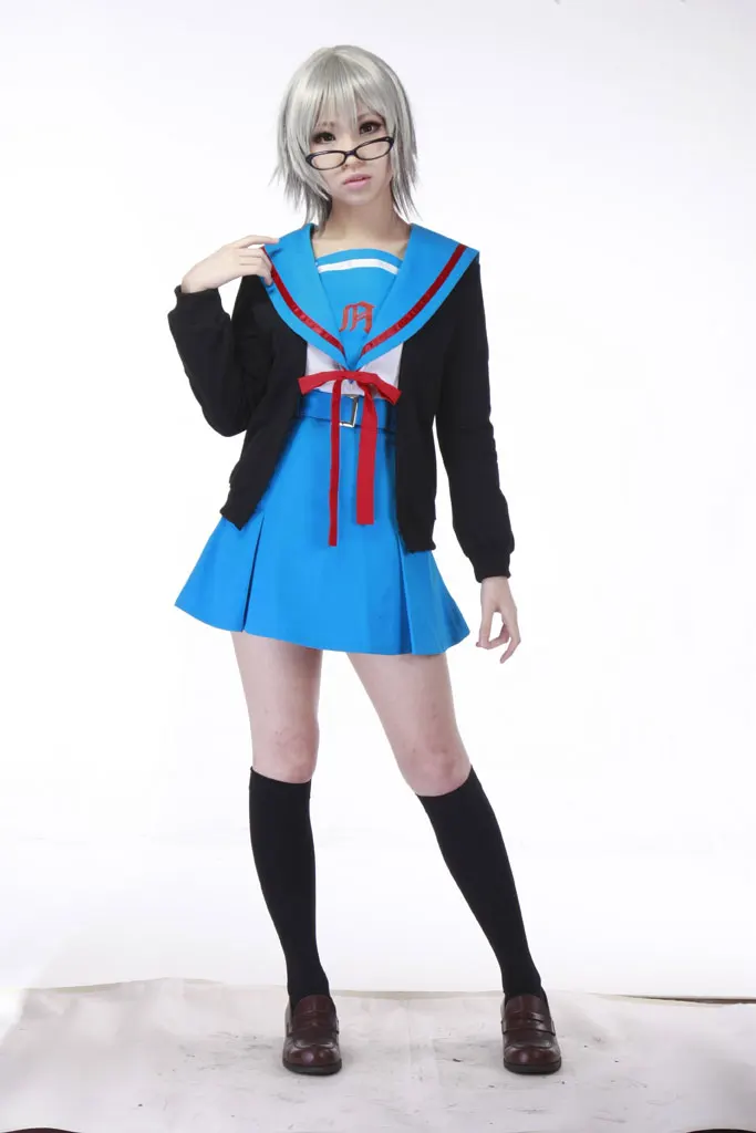 Nagato Yuki Cos сузумия Харухи нет юуту Мультфильм Аниме Косплей Хэллоуин женский