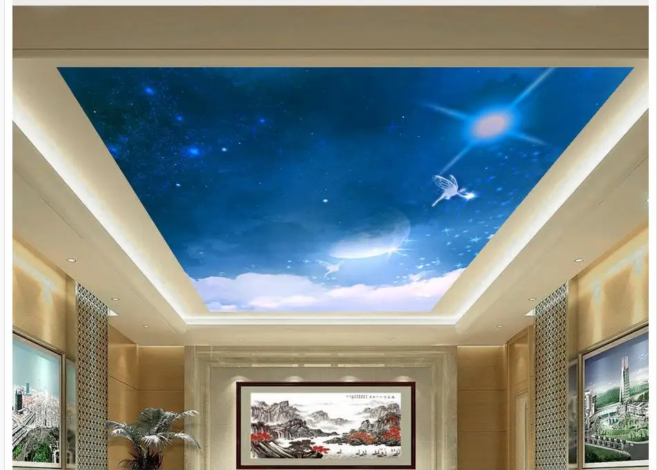 Фото настенная Фреска Фэнтези Луна эльф потолок 3d обои современные для гостиной