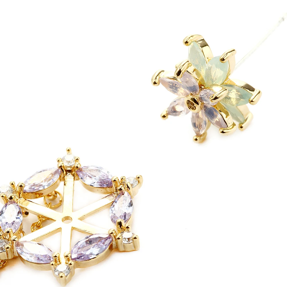 Long Chains Earrings for Office Ladies with Full AAA+ Cubic Zirconia Zircon Earring Flower Wedding Party Gift Female New Fashion | Украшения