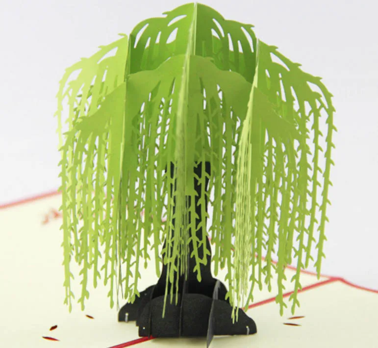 Выдвижная открытка с изображением ивового дерева/3D карта kirigami/Поздравительные