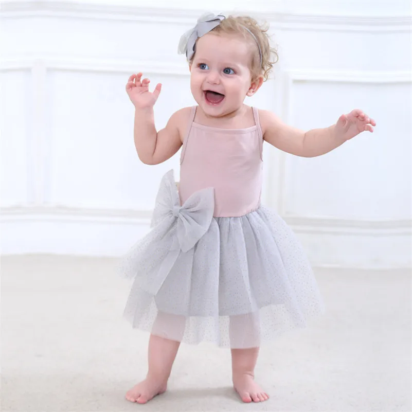 MBBGJOY Baby Girls Dress Overalls Summer 0-3Y Children Kids Girl Mesh Cotton Straps Dresses Sleeveless Solid Clothes | Детская одежда и