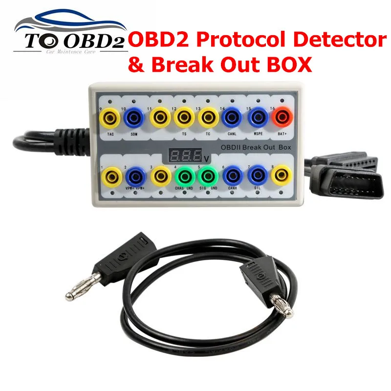 

OBD 2 Break Out Box OBD2 Breakout Box OBD OBDII Protocol Detector Diagnostic Connector Detector free shipping
